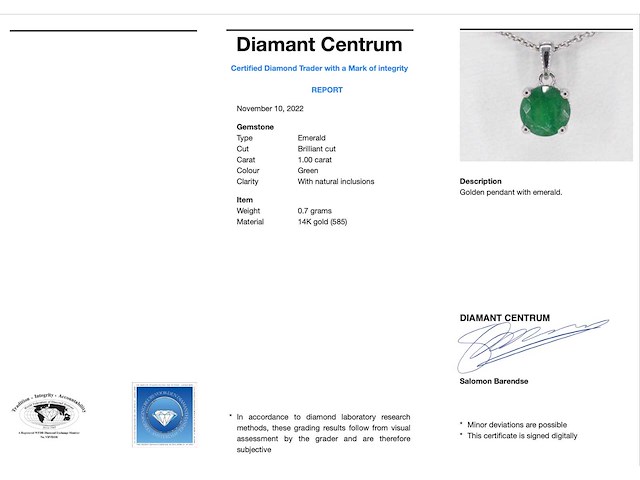 Witgouden hanger met smaragd - afbeelding 3 van  7