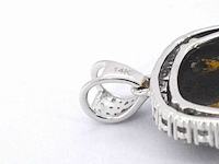 Witgouden hanger met witte en zwarte diamanten, excl. ketting - afbeelding 6 van  6