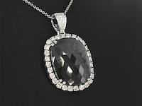 Witgouden hanger met witte en zwarte diamanten, excl. ketting