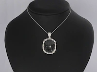 Witgouden hanger met witte en zwarte diamanten, excl. ketting - afbeelding 2 van  8