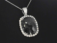 Witgouden hanger met witte en zwarte diamanten, excl. ketting - afbeelding 4 van  8