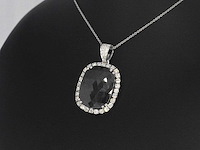 Witgouden hanger met witte en zwarte diamanten - afbeelding 4 van  7