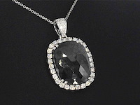 Witgouden hanger met witte en zwarte diamanten - afbeelding 5 van  7