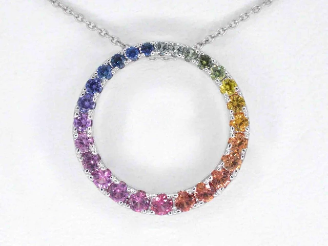 Witgouden hanger multicolour saffier - afbeelding 1 van  8
