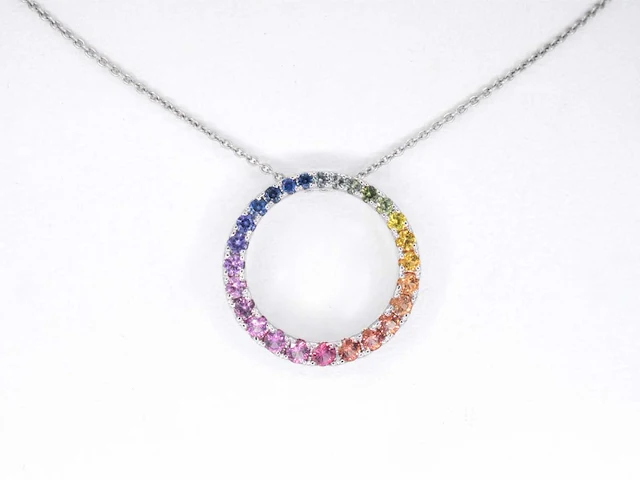 Witgouden hanger multicolour saffier - afbeelding 2 van  8