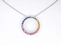 Witgouden hanger multicolour saffier - afbeelding 2 van  8