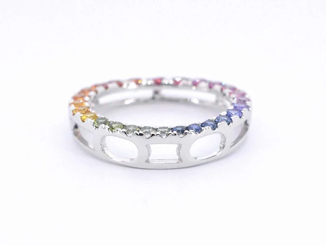 Witgouden hanger multicolour saffier - afbeelding 6 van  8