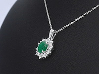 Witgouden hanger natuurlijke diamanten en smaragd - afbeelding 4 van  9
