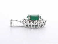 Witgouden hanger natuurlijke diamanten en smaragd - afbeelding 8 van  9