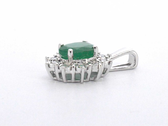 Witgouden hanger natuurlijke diamanten en smaragd - afbeelding 9 van  9