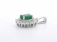 Witgouden hanger natuurlijke diamanten en smaragd - afbeelding 9 van  9