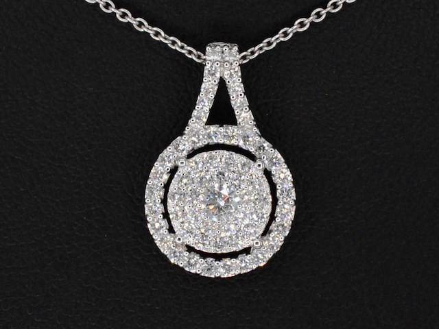 Witgouden hanger volledig bezet met diamanten - afbeelding 1 van  6