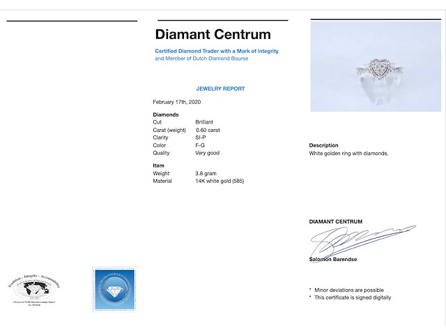 Witgouden hartvormige entourage ring met diamanten - afbeelding 3 van  7