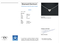 Witgouden hartvormige hanger en collier vol met diamanten - afbeelding 4 van  10