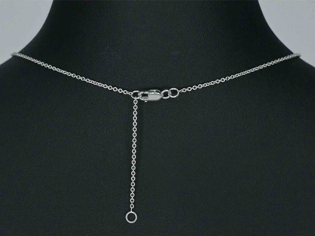Witgouden hartvormige hanger en collier vol met diamanten - afbeelding 7 van  10