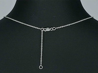 Witgouden hartvormige hanger en collier vol met diamanten - afbeelding 7 van  10