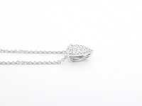 Witgouden hartvormige hanger en collier vol met diamanten - afbeelding 9 van  10