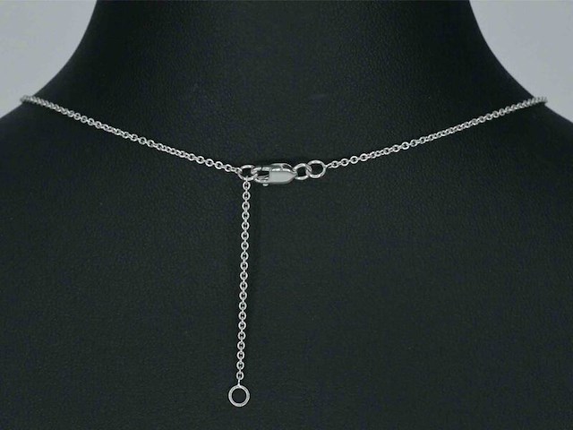 Witgouden hartvormige hanger en collier vol met diamanten - afbeelding 7 van  11