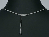 Witgouden hartvormige hanger en collier vol met diamanten - afbeelding 7 van  11