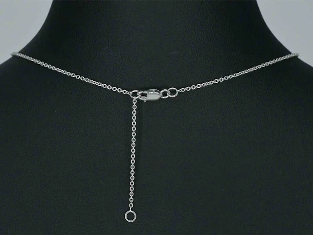 Witgouden hartvormige hanger en collier vol met diamanten - afbeelding 7 van  11