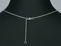 Witgouden hartvormige hanger en collier vol met diamanten - afbeelding 7 van  11