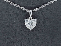 Witgouden hartvormige hanger met diamanten, excl. ketting - afbeelding 1 van  7