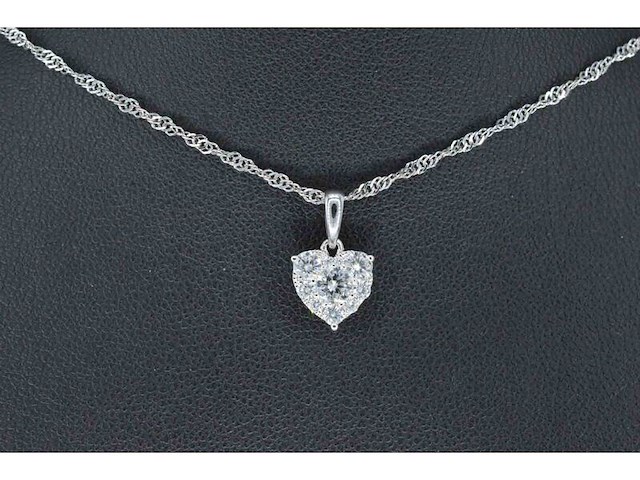 Witgouden hartvormige hanger met diamanten, excl. ketting - afbeelding 3 van  7