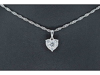 Witgouden hartvormige hanger met diamanten, excl. ketting - afbeelding 3 van  7