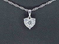 Witgouden hartvormige hanger met diamanten, excl. ketting - afbeelding 1 van  7