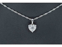Witgouden hartvormige hanger met diamanten, excl. ketting - afbeelding 3 van  7