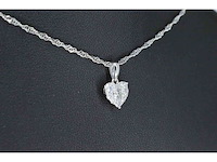 Witgouden hartvormige hanger met diamanten, excl. ketting - afbeelding 4 van  7