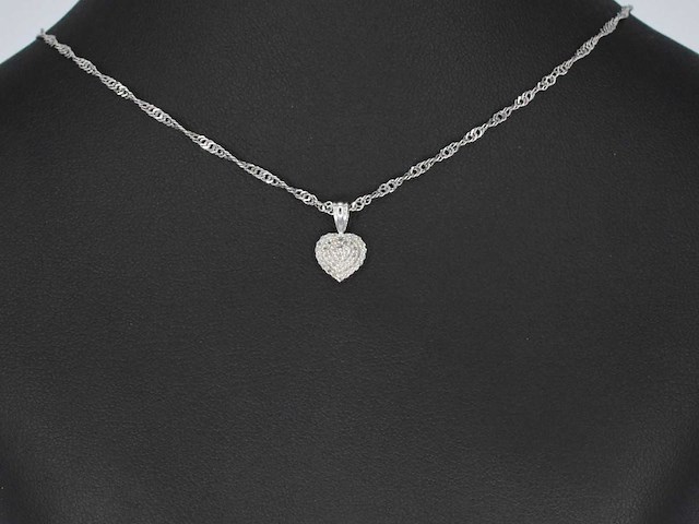 Witgouden hartvormige hanger met diamanten - afbeelding 2 van  7