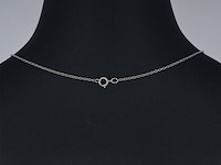 Witgouden hartvormige hanger met natuurlijke roze en witte diamant, incl. ketting - afbeelding 5 van  9