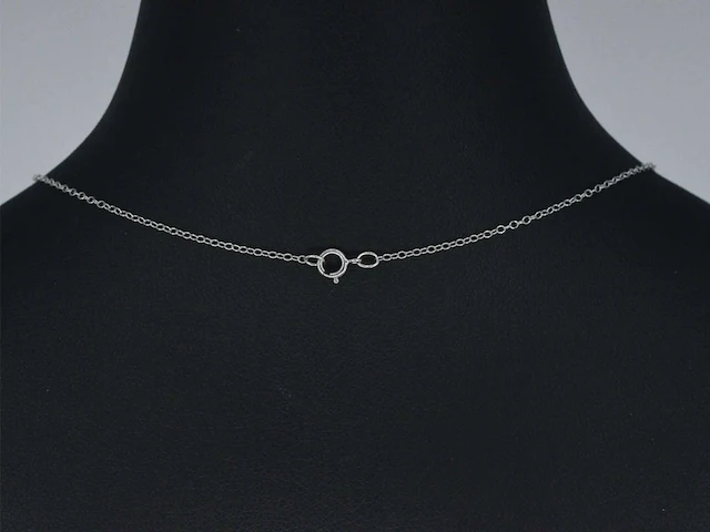 Witgouden hartvormige hanger met natuurlijke roze en witte diamant - afbeelding 5 van  7
