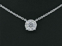 Witgouden ketting en hanger bezet met briljant geslepen diamant, incl. ketting