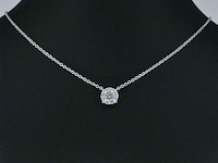Witgouden ketting en hanger bezet met briljant geslepen diamant, incl. ketting - afbeelding 2 van  7