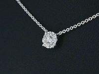 Witgouden ketting en hanger bezet met briljant geslepen diamant, incl. ketting - afbeelding 3 van  7