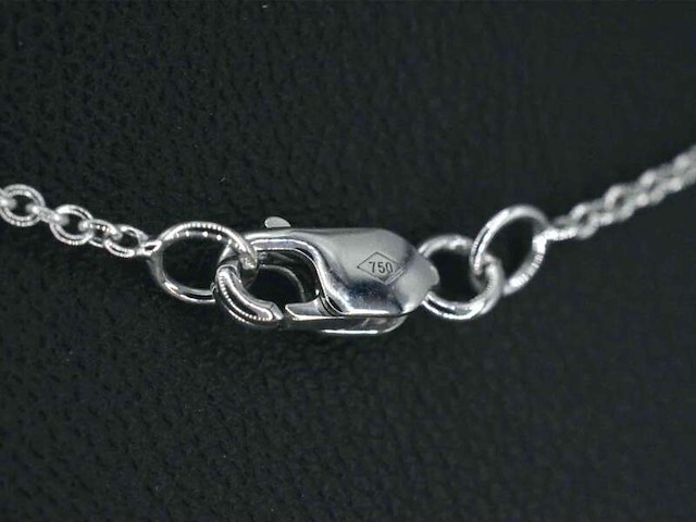 Witgouden ketting en hanger bezet met briljant geslepen diamant, incl. ketting - afbeelding 5 van  7