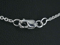Witgouden ketting en hanger bezet met briljant geslepen diamant, incl. ketting - afbeelding 5 van  7