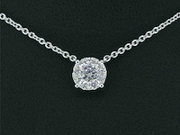 Witgouden ketting en hanger bezet met briljant geslepen diamant - afbeelding 1 van  6