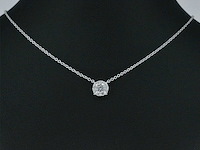 Witgouden ketting en hanger bezet met briljant geslepen diamant - afbeelding 2 van  6