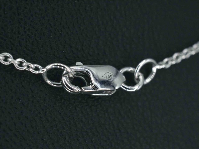 Witgouden ketting en hanger bezet met briljant geslepen diamant - afbeelding 6 van  6