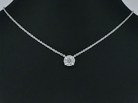 Witgouden ketting en hanger bezet met briljant geslepen diamant - afbeelding 2 van  5