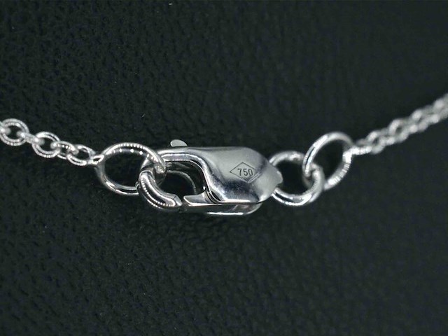 Witgouden ketting en hanger bezet met briljant geslepen diamant - afbeelding 5 van  5