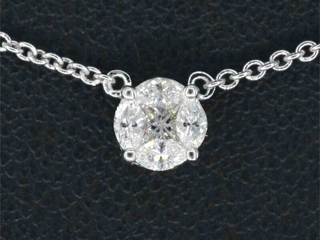 Witgouden ketting en hanger met diamant, incl. ketting - afbeelding 1 van  9