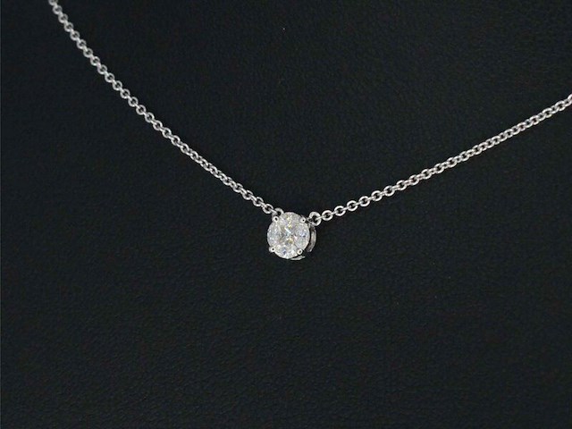 Witgouden ketting en hanger met diamant - afbeelding 3 van  9