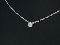 Witgouden ketting en hanger met diamant - afbeelding 3 van  9