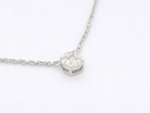 Witgouden ketting en hanger met diamant - afbeelding 5 van  9