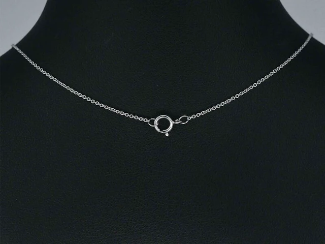 Witgouden ketting en hanger met diamant - afbeelding 6 van  9