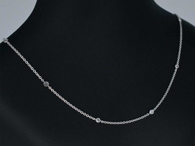 Witgouden ketting met 8 briljant geslepen diamanten - afbeelding 5 van  7